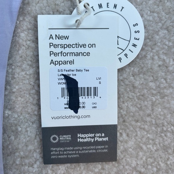 Vuori Feather Baby Tee Lavender Short Sleeve Cropped T-Shirt Women's Sz S NWT - Picture 4 of 7